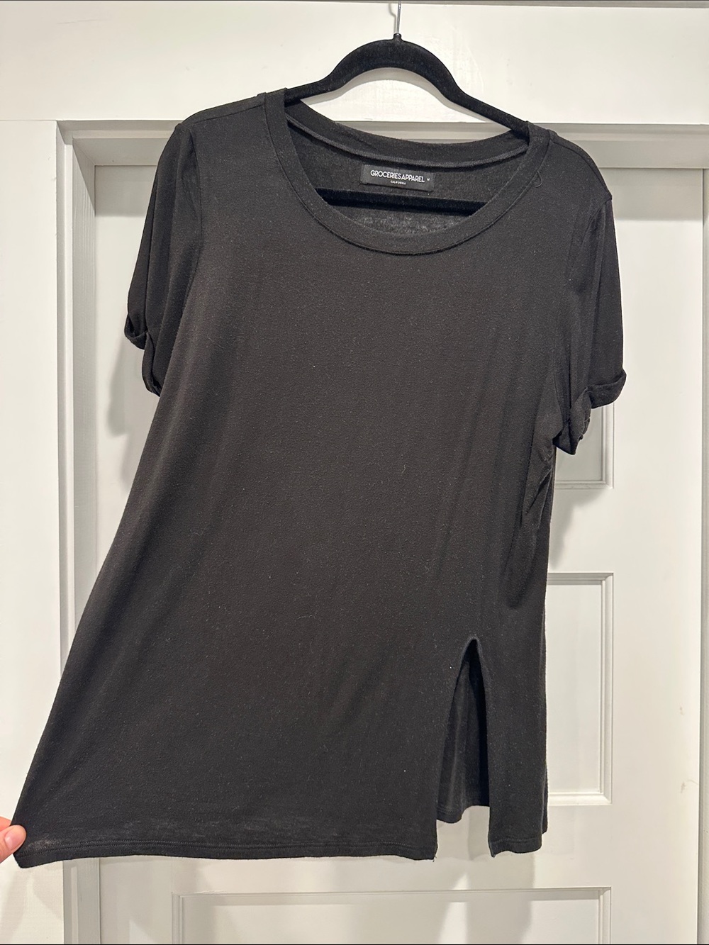 Groceries Apparel Black Short Sleeve Side-Slit Tee